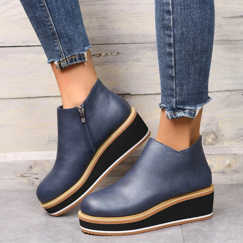 Serena | Side Zip Platform Wedge Ankle Boots