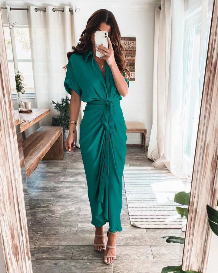 Freya | Wedding Guest Short Sleeve Shirt Dress