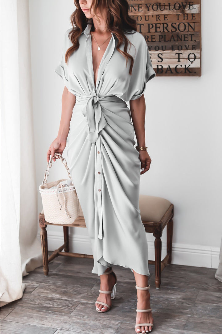 Freya | Wedding Guest Short Sleeve Shirt Dress