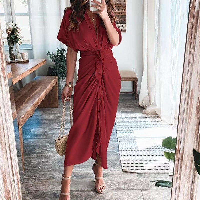 Freya | Wedding Guest Short Sleeve Shirt Dress