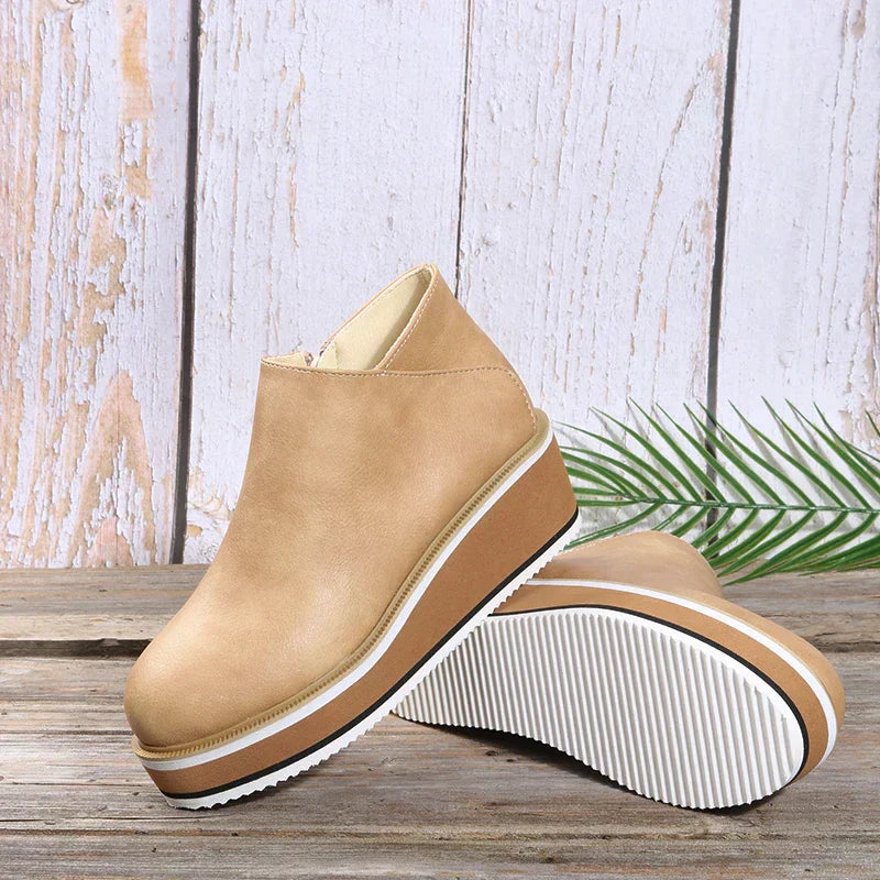 Serena | Side Zip Platform Wedge Ankle Boots