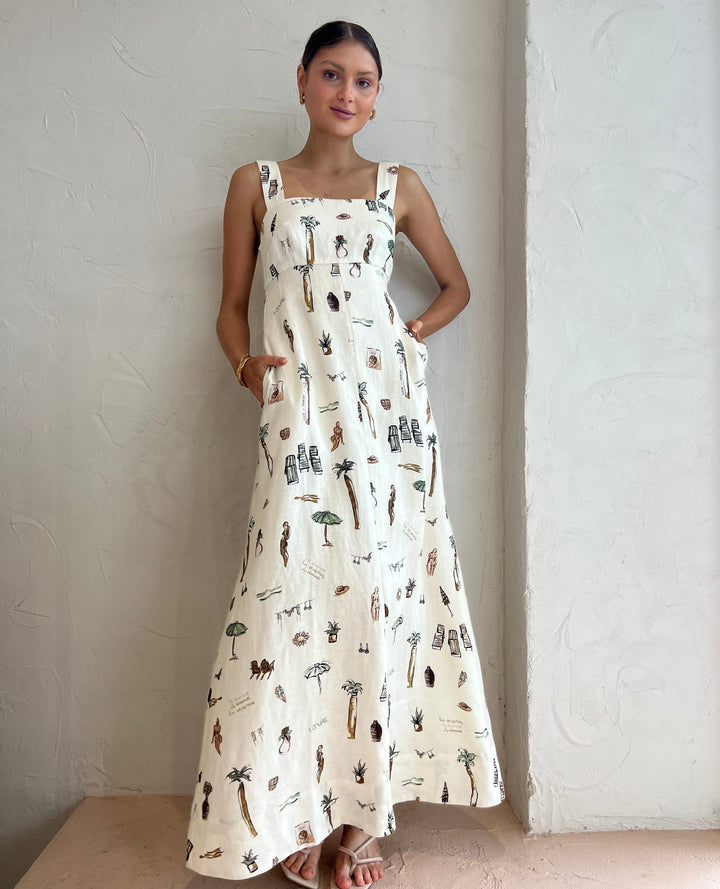 Callista | Vacation Print Square Neck Maxi Dress