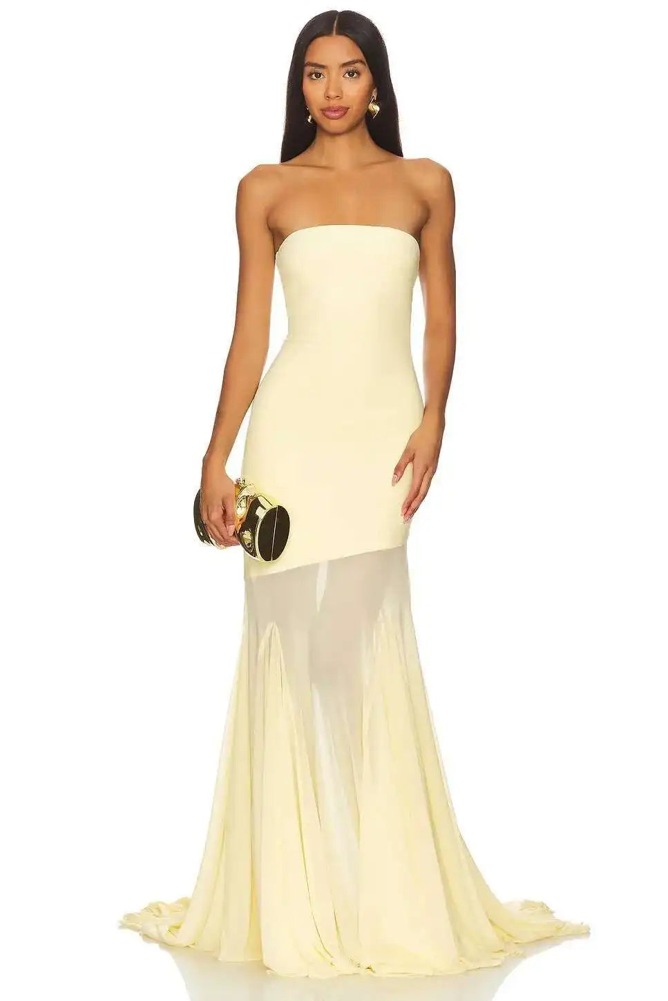 Daniela | Strapless Sheer Hem Maxi Dress