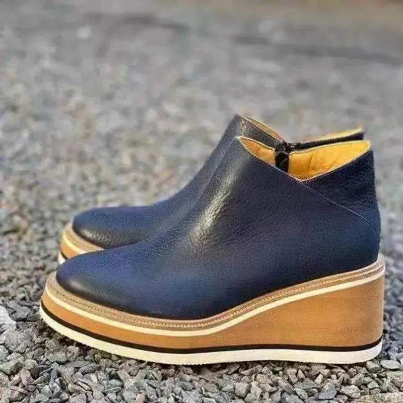 Serena | Side Zip Platform Wedge Ankle Boots
