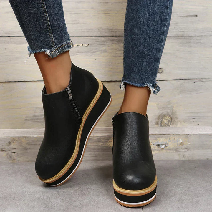 Serena | Side Zip Platform Wedge Ankle Boots