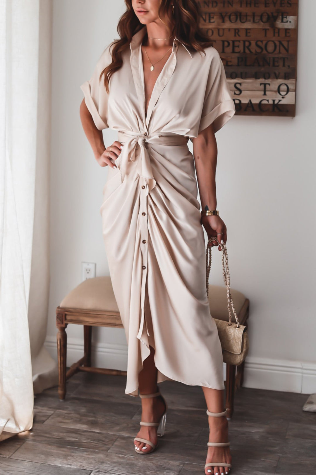 Freya | Wedding Guest Short Sleeve Shirt Dress