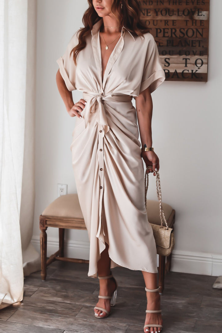 Freya | Wedding Guest Short Sleeve Shirt Dress