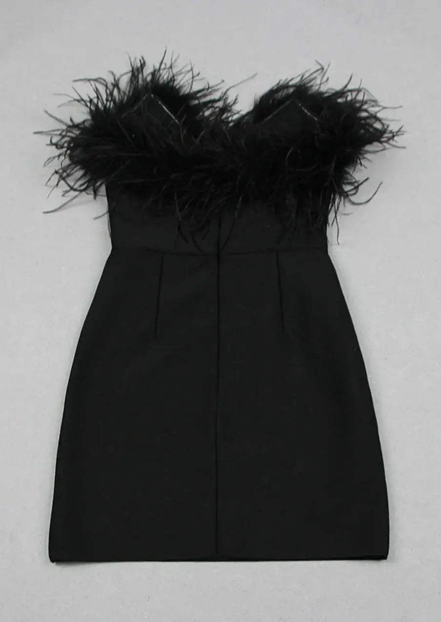 Anika | Feather Trim Strapless Mini Dress