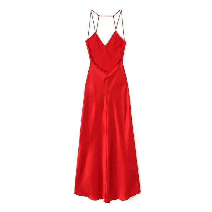 Elina | Graduation V-Neck Satin Maxi Dress