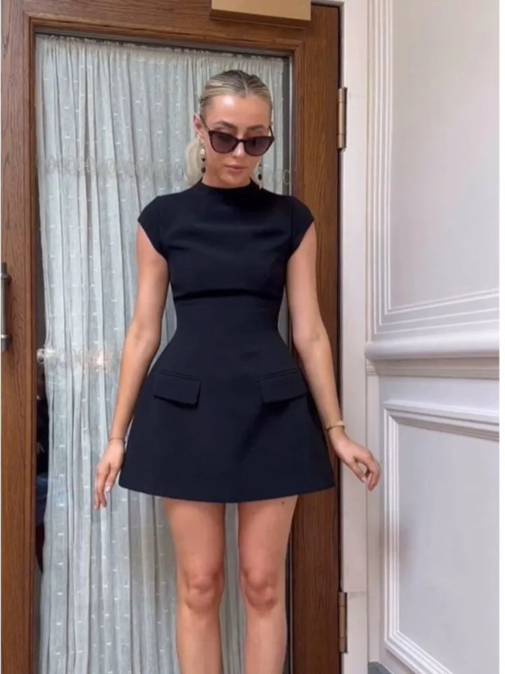 Chloe | Structured Cap Sleeve Mini Dress