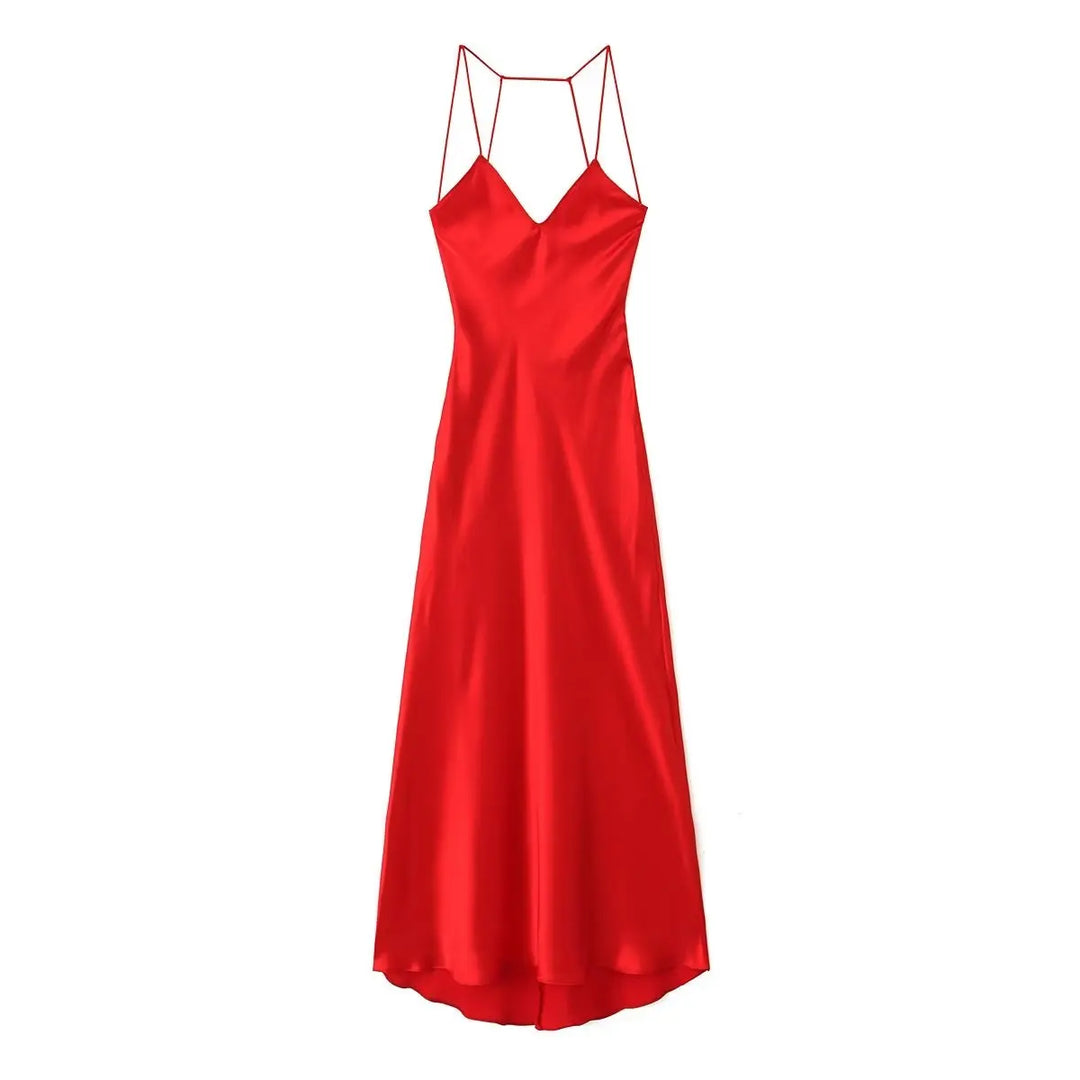 Elina | Graduation V-Neck Satin Maxi Dress