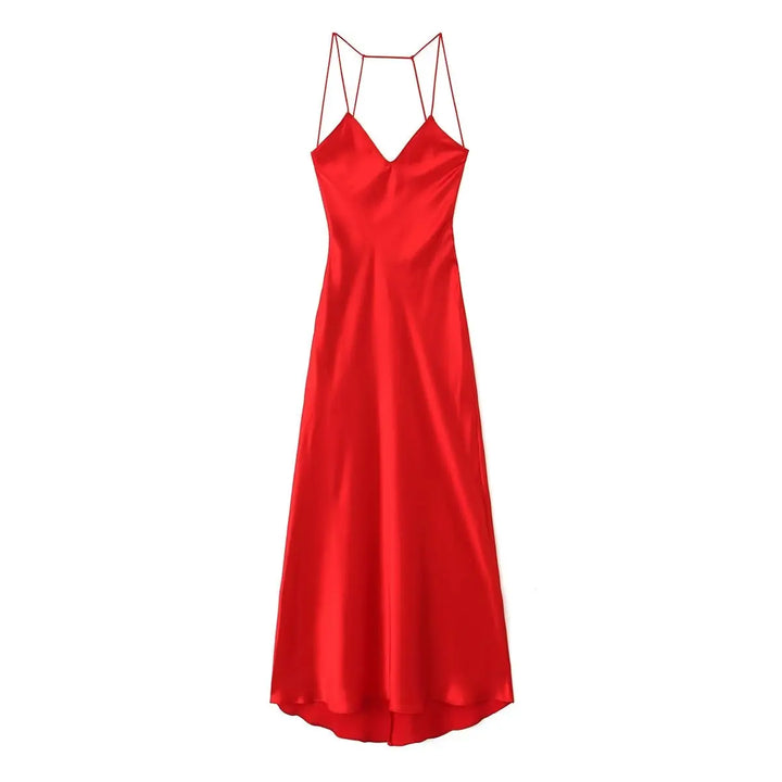 Elina | Graduation V-Neck Satin Maxi Dress