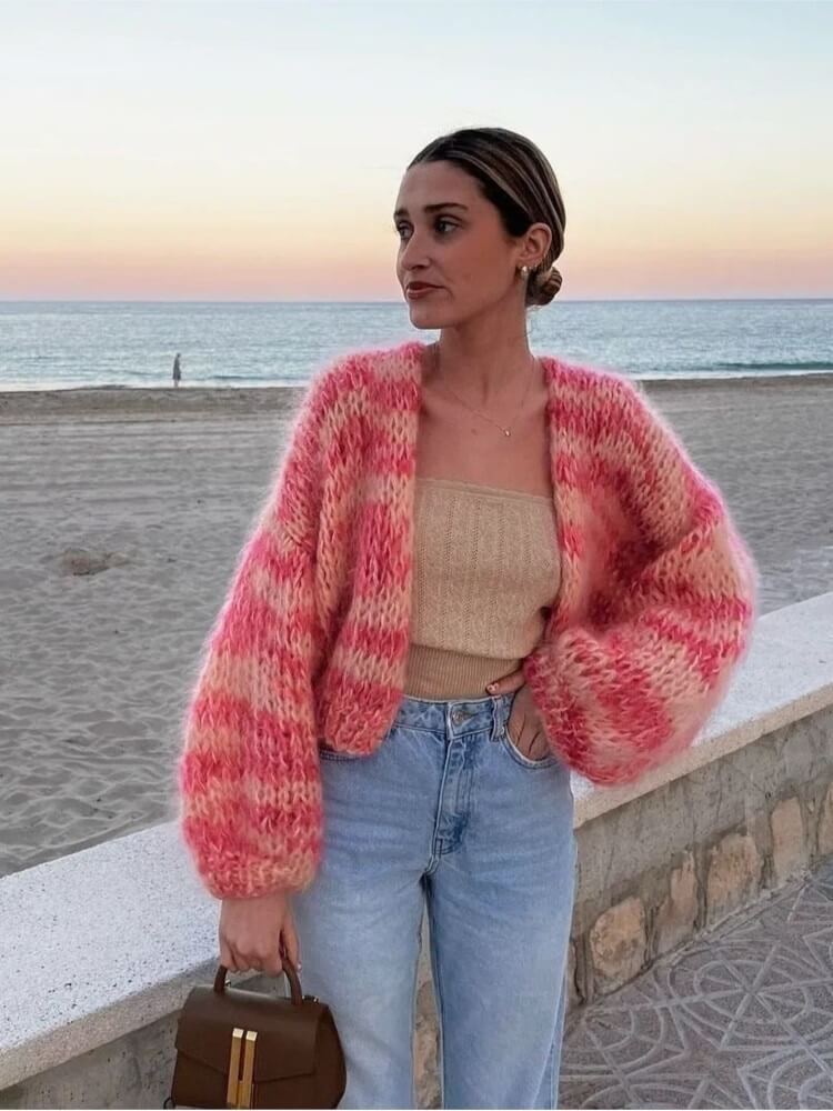 Tahlia | Colour Block Chunky Knit Cardigan