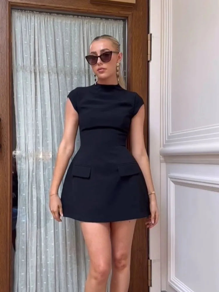 Chloe | Structured Cap Sleeve Mini Dress