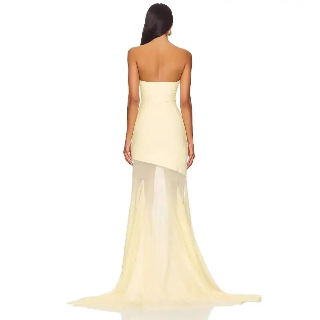 Daniela | Strapless Sheer Hem Maxi Dress