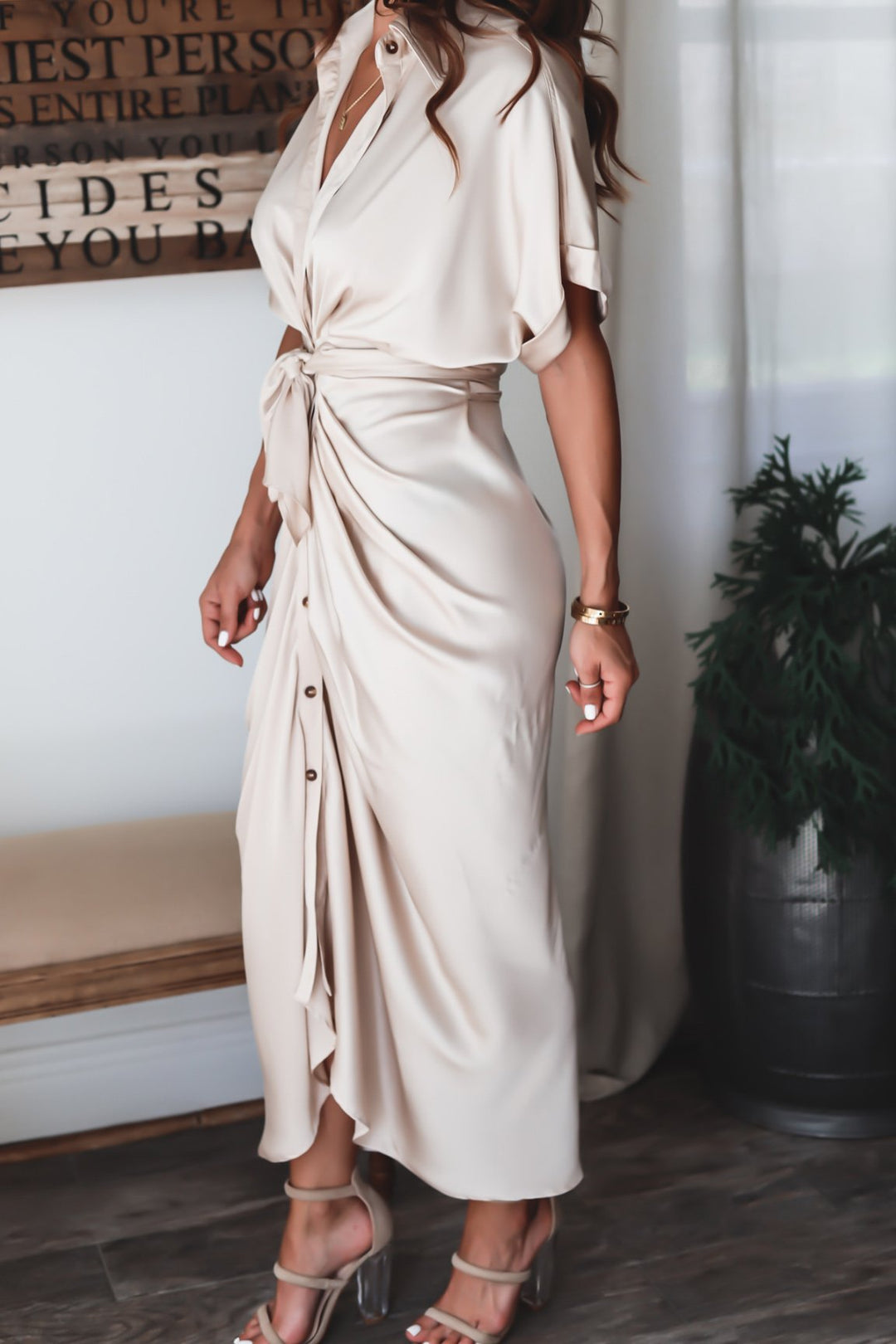 Freya | Wedding Guest Short Sleeve Shirt Dress