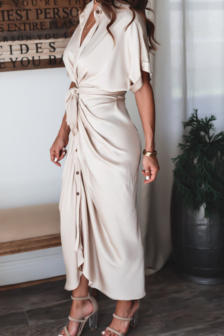 Freya | Wedding Guest Short Sleeve Shirt Dress