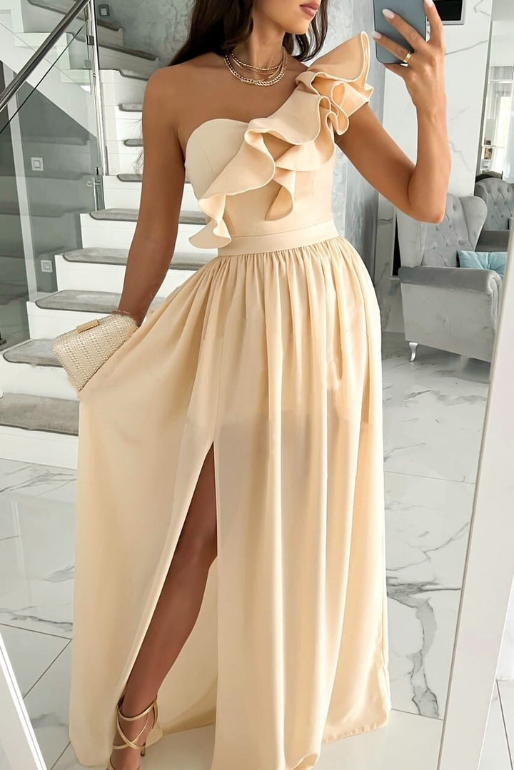Isabella | Prom Ruffle One Shoulder Maxi Dress