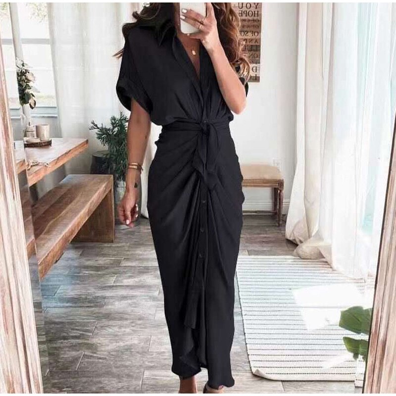 Freya | Wedding Guest Short Sleeve Shirt Dress
