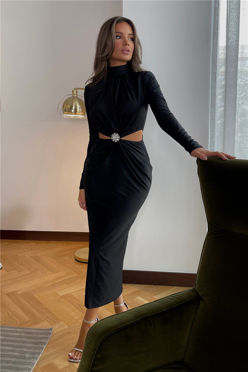 Georgia | Wedding Guest Cut Out High Neck Midi Dress