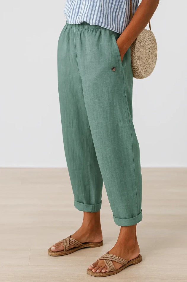 Eleanor | High Waisted Linen Trousers