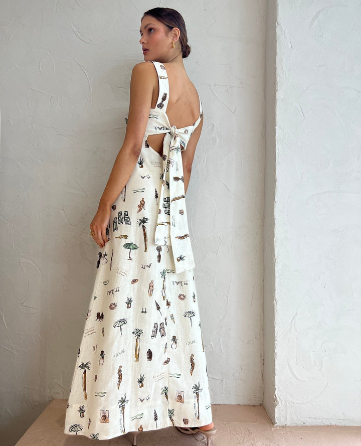 Callista | Vacation Print Square Neck Maxi Dress