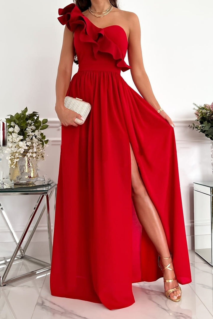 Isabella | Prom Ruffle One Shoulder Maxi Dress