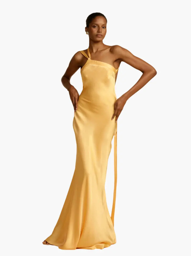 Clara | One Shoulder Satin Maxi Dress