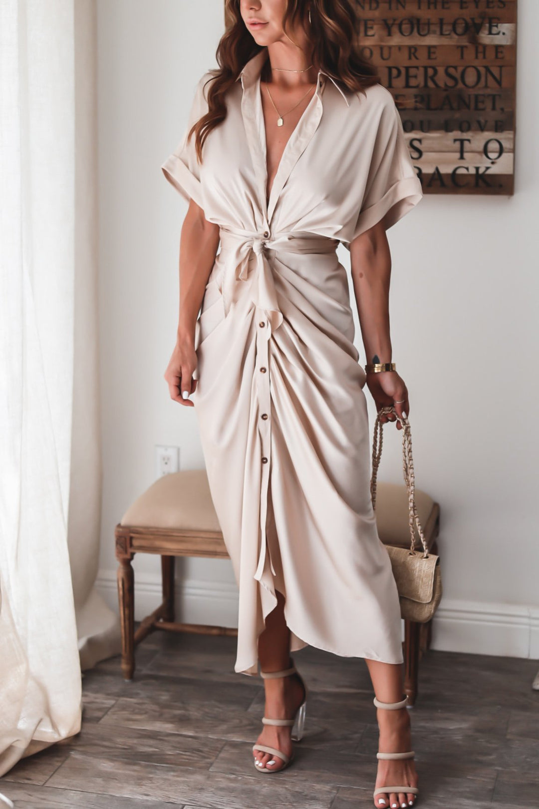 Freya | Wedding Guest Short Sleeve Shirt Dress