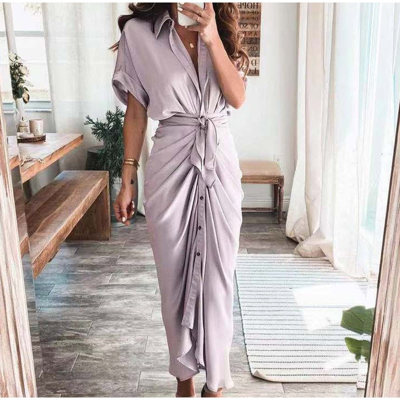 Freya | Wedding Guest Short Sleeve Shirt Dress