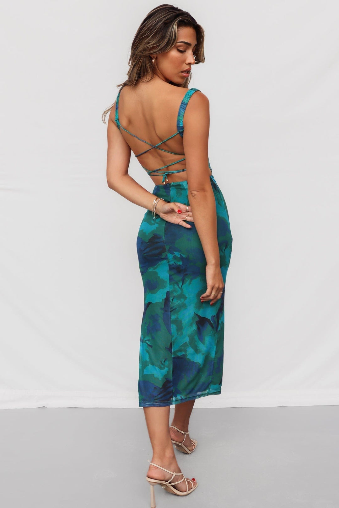 Adeline | Graduation Square Neck Midi Dress