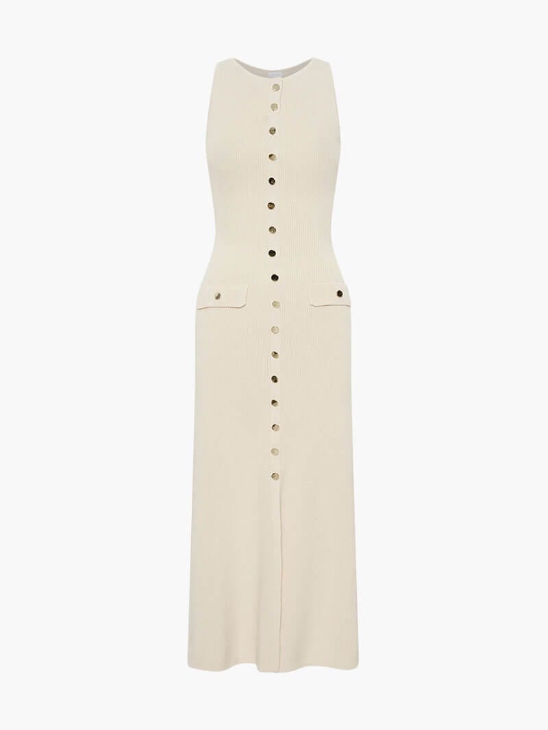Alayna | Sleeveless Button Front Maxi Dress