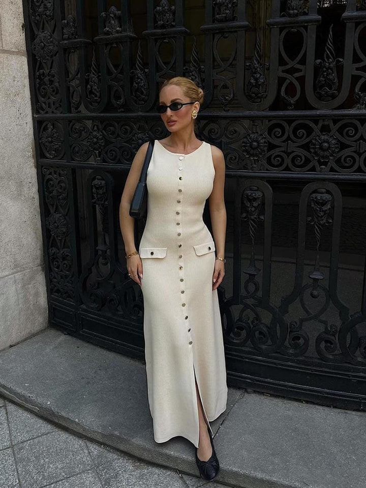 Alayna | Sleeveless Button Front Maxi Dress