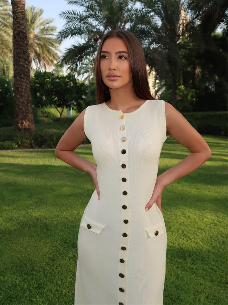 Alayna | Sleeveless Button Front Maxi Dress
