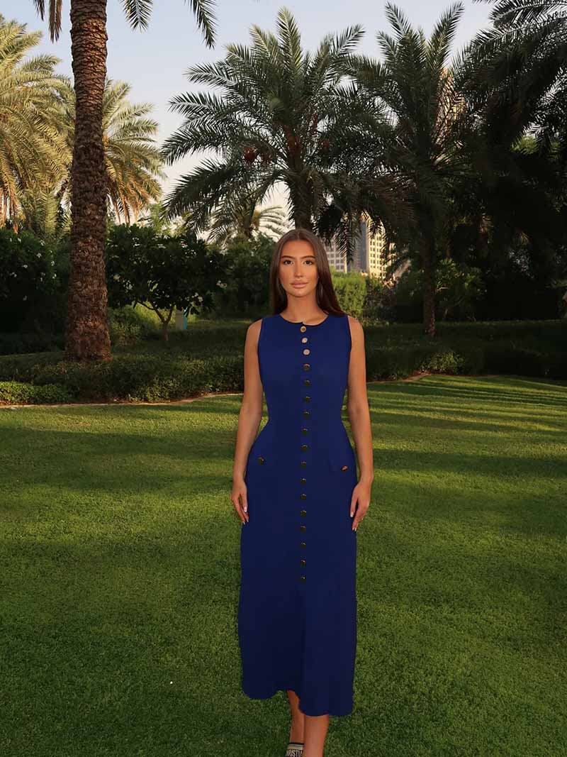 Alayna | Sleeveless Button Front Maxi Dress
