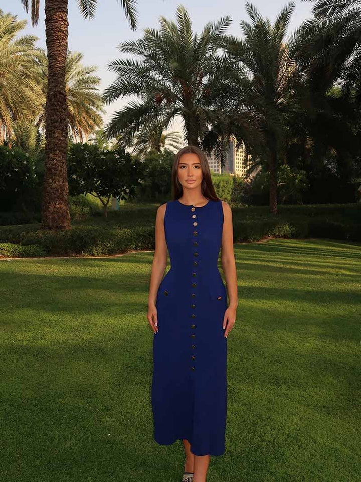 Alayna | Sleeveless Button Front Maxi Dress