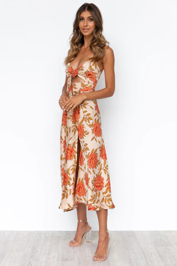 Sophia | Floral Tie Front Maxi Dress