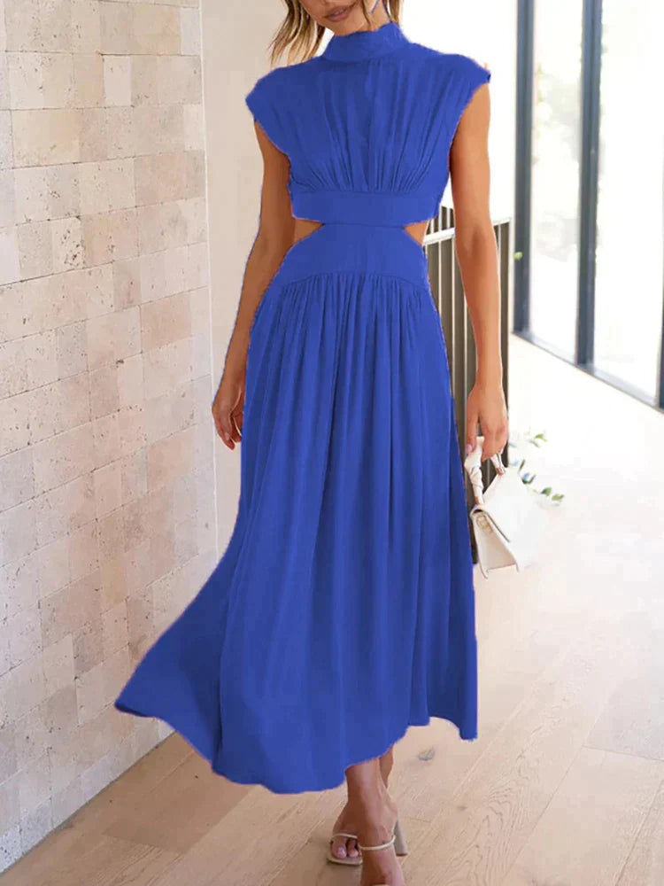 Clara | Wedding Guest Pleated Cut Out Midi Dress