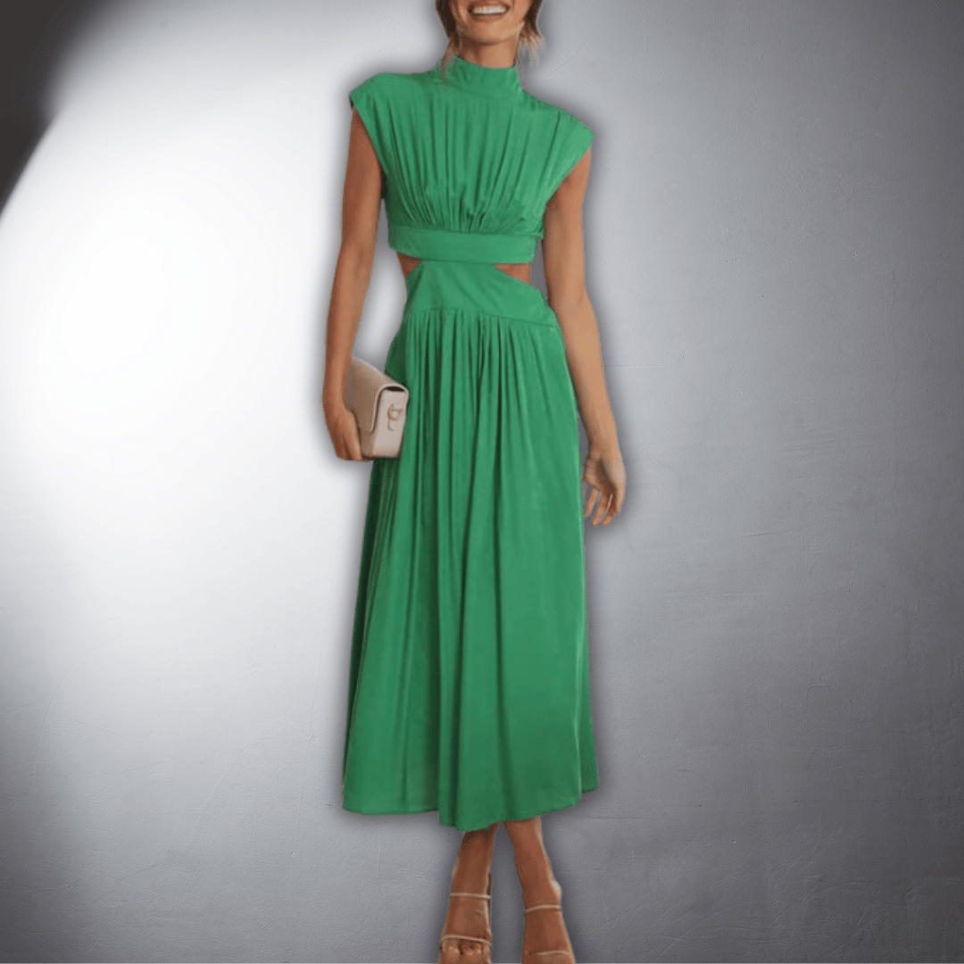 Emily | Wedding Guest Cut Out High Neck Midi Dress