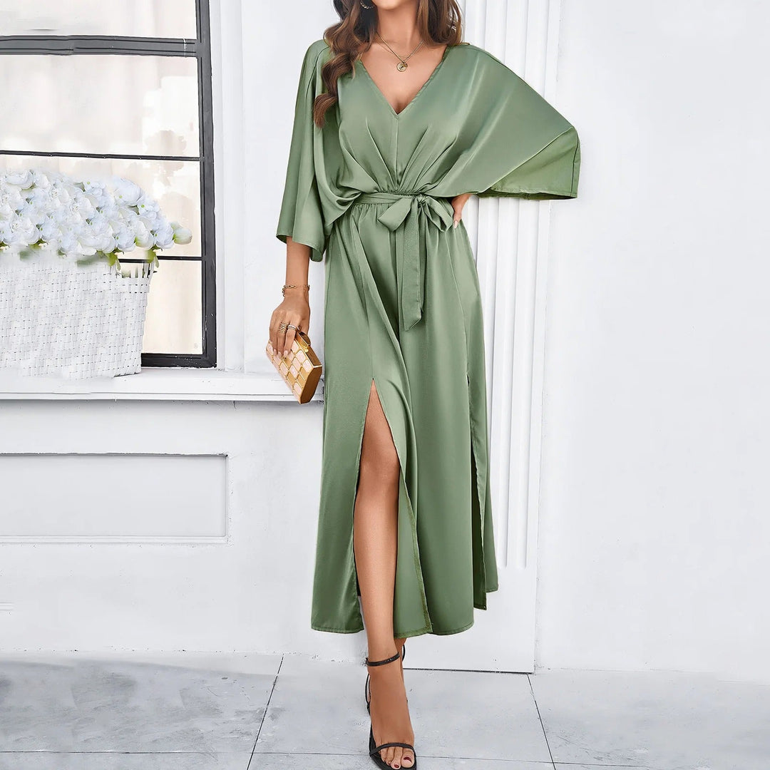 Zara | Wedding Guest V-Neck Split Maxi Dress