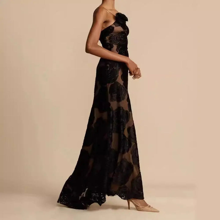 Jasmine | Floral One Shoulder Evening Maxi Dress