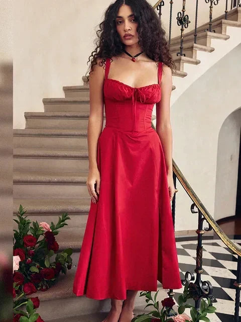 Freya | Sweetheart Neck A Line Midi Dress