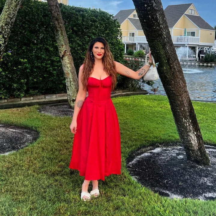Freya | Sweetheart Neck A Line Midi Dress