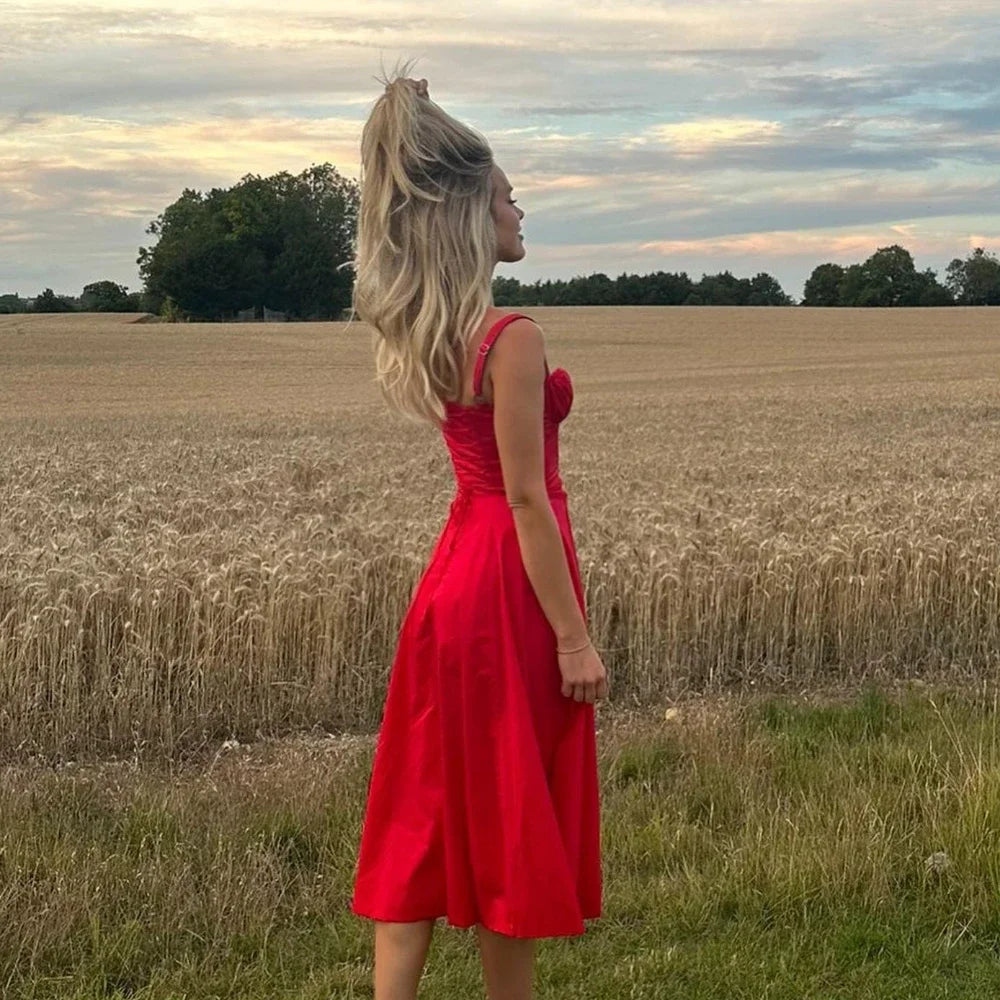 Freya | Sweetheart Neck A Line Midi Dress
