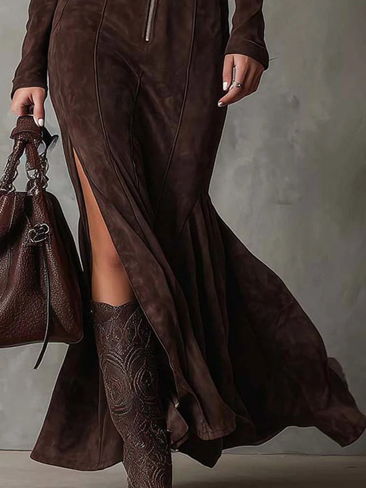 Charlotte | Tailored High Neck Split Maxi Dress
