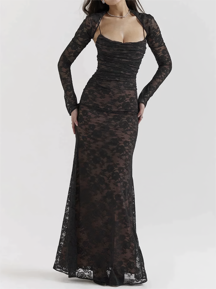 Amelia | Wedding Guest Long Sleeve Mermaid Dress