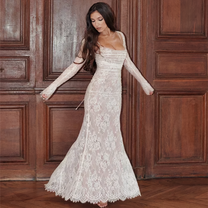 Amelia | Wedding Guest Long Sleeve Mermaid Dress