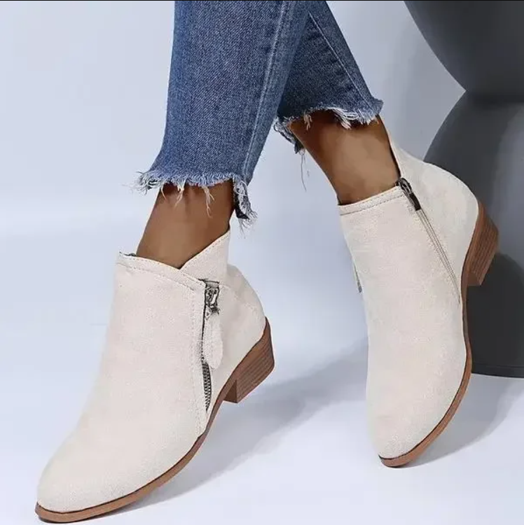 Serena | Side Zip Block Heel Ankle Boots