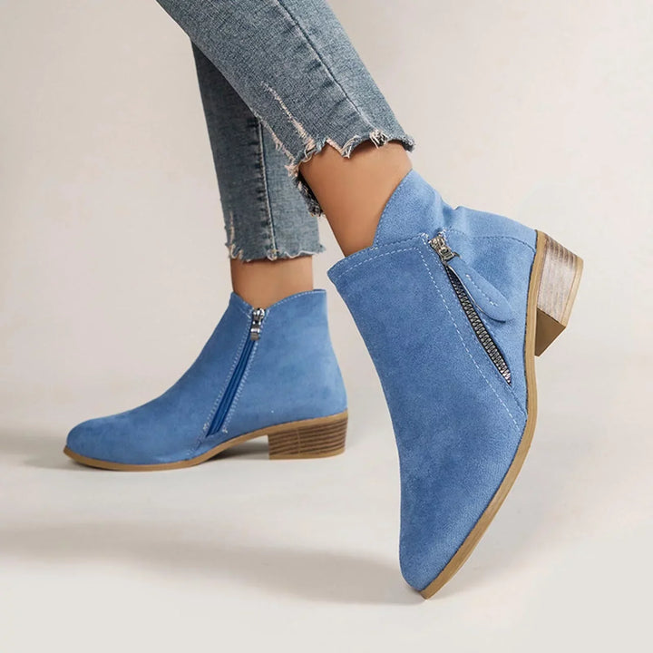 Serena | Side Zip Block Heel Ankle Boots