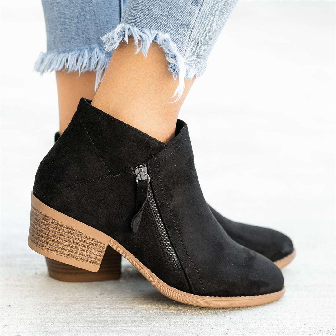 Serena | Side Zip Block Heel Ankle Boots